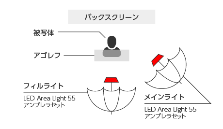フィルライト+メインライト（アンブレラ2灯）